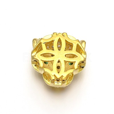 Rack Plating Brass Micro Pave Cubic Zirconia Leopard Hollow Beads ZIRC-I012-18G-RS-1