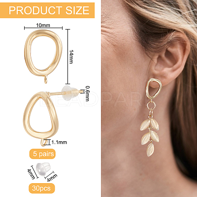 5 Pairs Brass Stud Earring Findings KK-BC0011-59-1