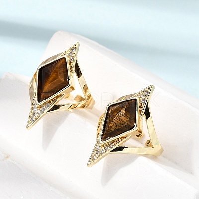 Brass Micro Pave Cubic Zirconia Cuff Rings for Women GG-CBA7610-11G-1