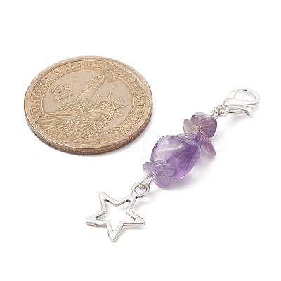 Natural & Synthetic Gemstone Chip Pendant Decoration HJEW-TA00084-1