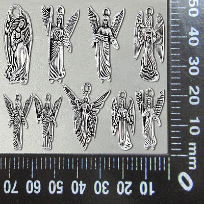100pcs 10 Styles Tibetan Style Alloy Pendants TIBEP-CJ0001-42-1