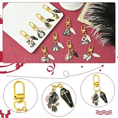 Gothic Alloy Enamel Coffin Pendant Decoration HJEW-CJ00034-1