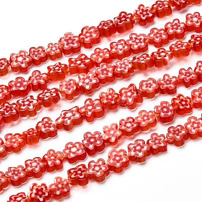 Handmade Millefiori Glass Bead Strands X-LAMP-J035-8mm-16-1