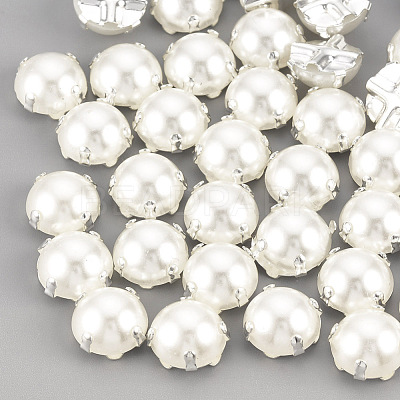 ABS Plastic Imitation Pearl Shank Buttons BUTT-T002-5mm-01S-1