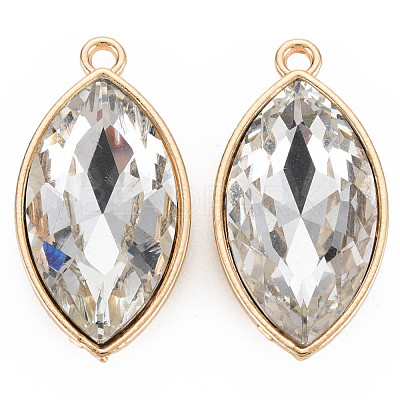Golden Tone Faceted Glass Pendants PALLOY-N167-04-03LG-RS-1
