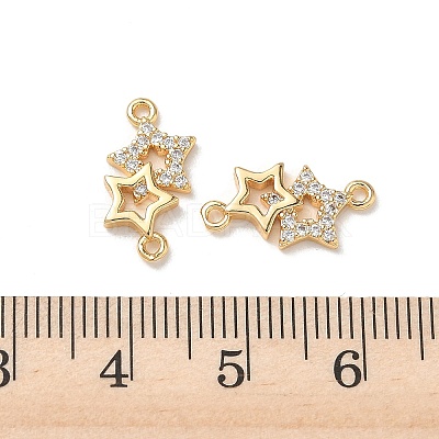 Brass Micro Pave Clear Cubic Zirconia Connector Charms X-KK-P355-27G-1