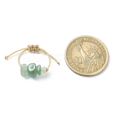 Natural & Synthetic Mixed Gemstone Chip Braided Bead Finger Ring RJEW-JR00597-1