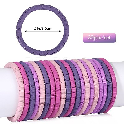 Polymer Clay Heishi Surfer Stretch Bracelets Set BJEW-SW00129-1