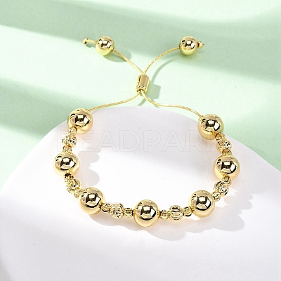 Brass Round Beads Slider Bracelets for Women LS-BJEW-D357-06B-G-1