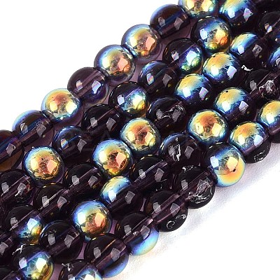 Electroplate Transparent Glass Beads Strands EGLA-Q132-4MM-A13-1