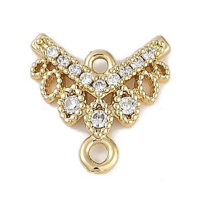 Brass Clear Cubic Zirconia V Shaped Connector Charms KK-I719-04G-1