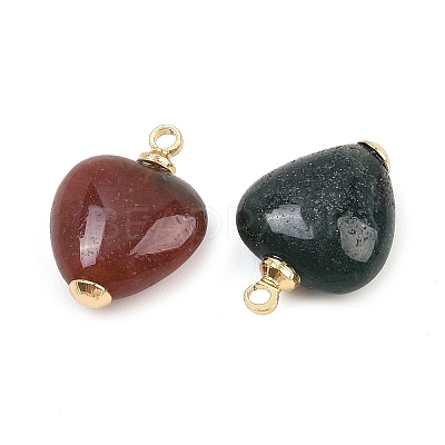 Natural Indian Agate Heart Charms KK-B157-38B-G-1