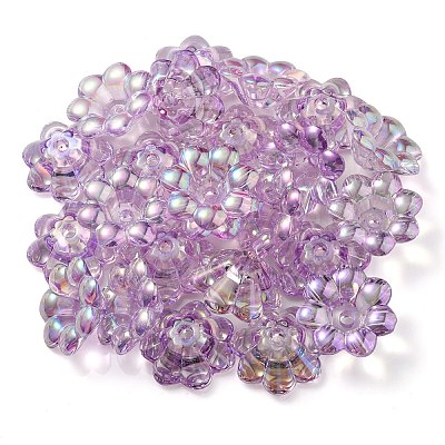 UV Plating Rainbow Iridescent Acrylic Beads OACR-P010-04D-1