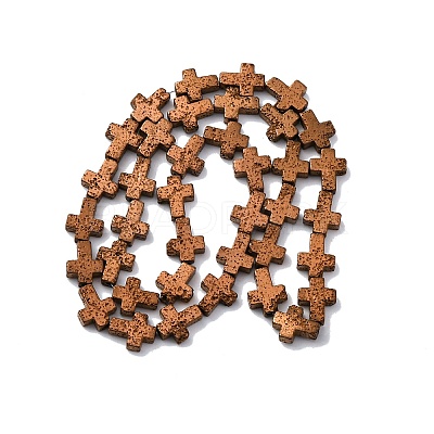 Electroplated Natural Lava Rock Beads Strands G-A256-A01-01H-1