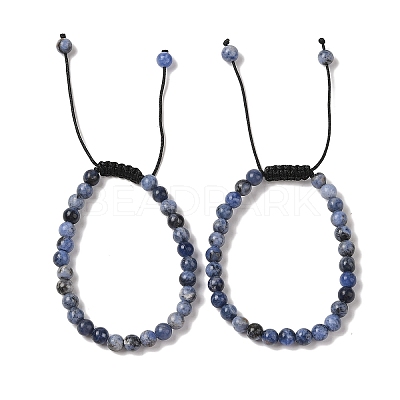 6mm Round Natural Sodalite Braided Bead Bracelets LS-BJEW-C067-01A-03-1