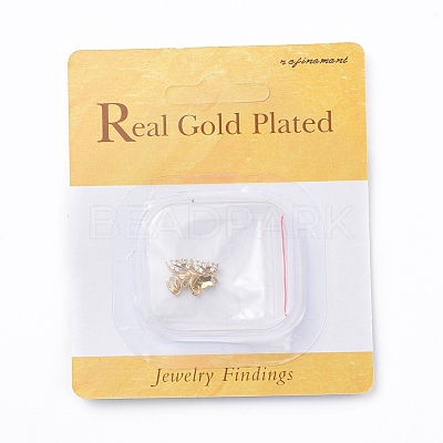 Brass Cubic Zirconia Charms X-RB-I077-08G-RS-1