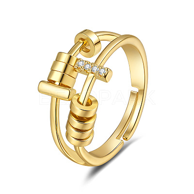 Adjustable Brass Micro Pave Cubic Zirconia Cuff Open Rings FS-WG9EABB-02-1