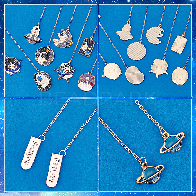 8Pcs 8 Style Alloy Enamel Astronaut Bookmark AJEW-PH0004-34-1