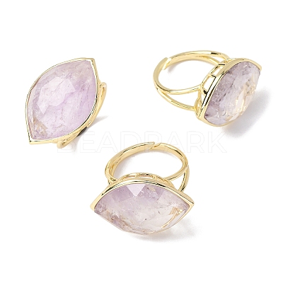 Horse Eye Natural Amethyst Cuff Rings RJEW-M076-04G-05-1