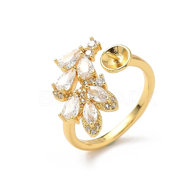 Brass Pave Clear Cubic Zirconia Earring Findings KK-D369-10G-1