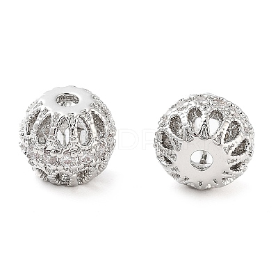 Brass Micro Pave Clear Cubic Zirconia Beads KK-U028-23P-1