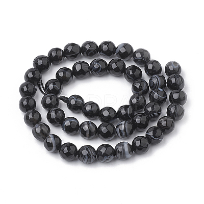 Natural Black Agate Beads Strands G-S281-51D-8mm-1