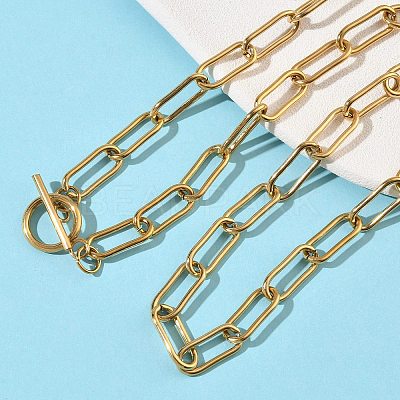 304 Stainless Steel Paperclip Chains Necklaces NJEW-Z102-02G-1