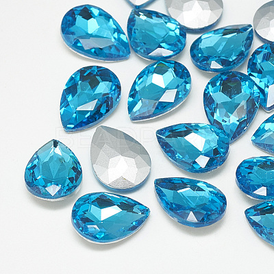 Pointed Back Glass Rhinestone Cabochons RGLA-T081-13x18mm-12-1