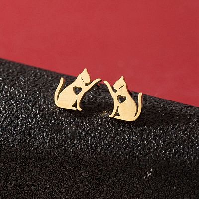 Stainless Steel Small Animal Stud Earrings for Women PW-WG5B49B-33-1