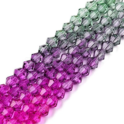 Gradient Color Baking Paint Glass Bead Strands DGLA-A039-T6mm-A09-1