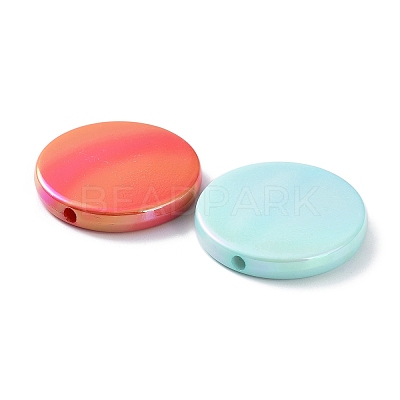 UV Plating Rainbow Iridescent Acrylic Beads OACR-A029-17-1