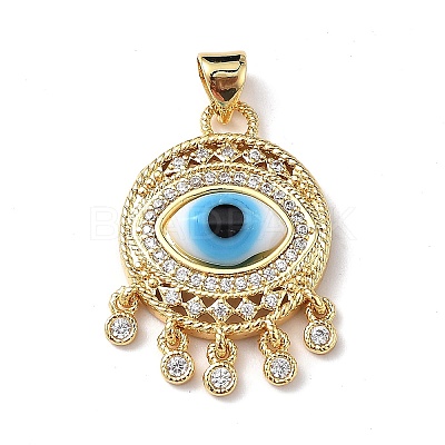 Lampwork Evil Eye Pendants with Colorful Cubic Zirconia ZIRC-L102-14G-02-1