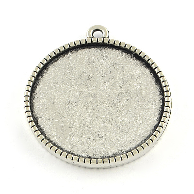 Tibetan Style Alloy Pendant Cabochon Settings TIBEP-Q045-069A-AS-RS-1