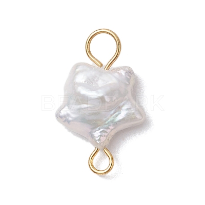 Natural Keshi Pearl Connector Charms PALLOY-JF04243-01-1