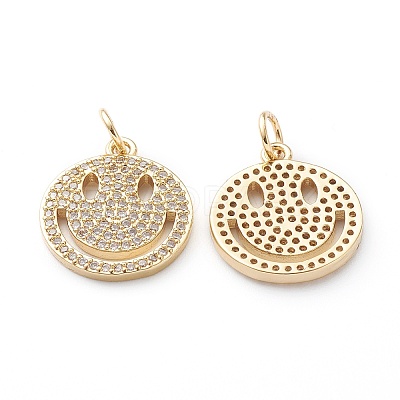 Brass Micro Pave Clear Cubic Zirconia Pendants X-ZIRC-Z014-08G-1