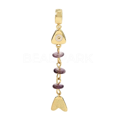 Brass Pave Cubic Zirconia Clear Cubic Zirconia & Natural Amethyst & Enamel European Dangle Charms GG-CBA3401-01G-B04-1