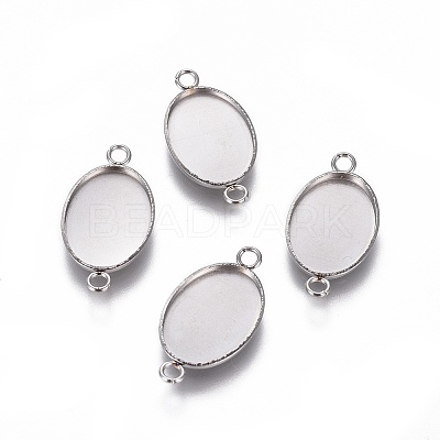 Non-Tarnish 304 Stainless Steel Cabochon Connector Settings X-STAS-H394-A-01P-1