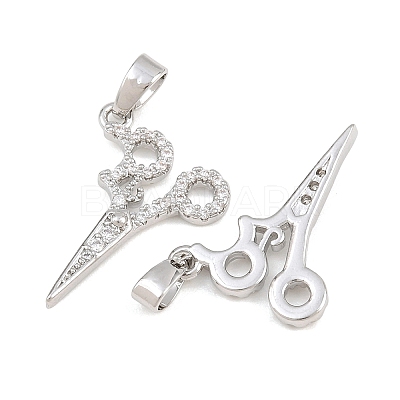 Brass Micro Pave Clear Cubic Zirconia Pendants CU-CBA9AB3-19P-1