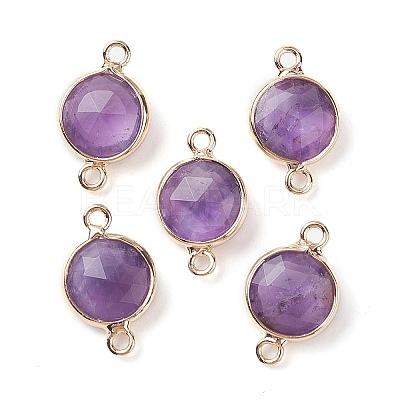 Natural Amethyst Connector Charms G-C102-09F-G-1