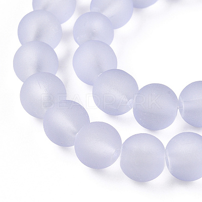 Baking Paint Lilac Frosted Round Transparent Glass Bead Strands X-GLAA-S031-8mm-25-1