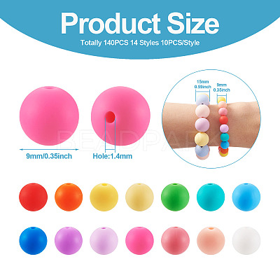 140Pcs 14 Colors Food Grade Eco-Friendly Silicone Beads SIL-TA0001-24-1