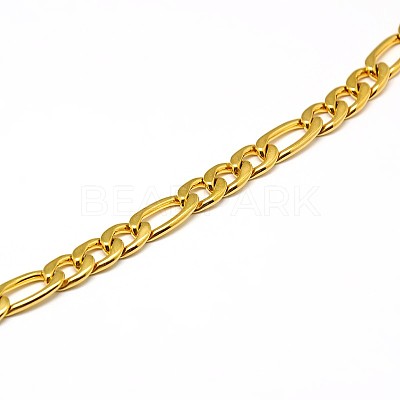 Fashionable 304 Stainless Steel Figaro Chain Necklaces for Men STAS-A028-N016G-1