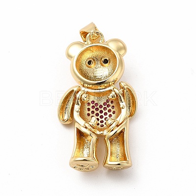 Rack Plating Brass Micro Pave Cubic Zirconia Pendants KK-G456-21G-1