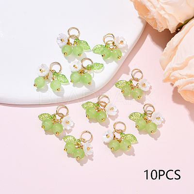 10Pcs Glass Pendants PALLOY-YW00093-03-1