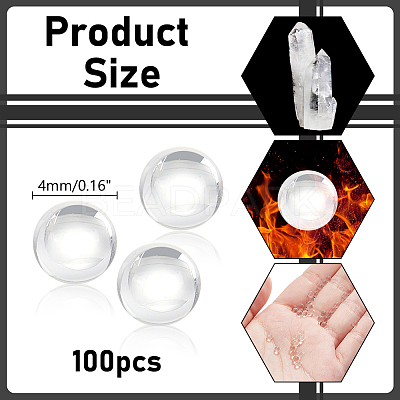 100Pcs Natural Quartz Sphere Beads G-NB0005-51A-1