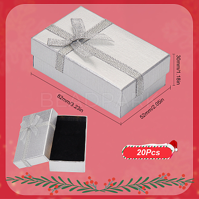 20Pcs Rectangle Paper Storage Gift Boxes with Bowknot CON-SC0001-17B-1