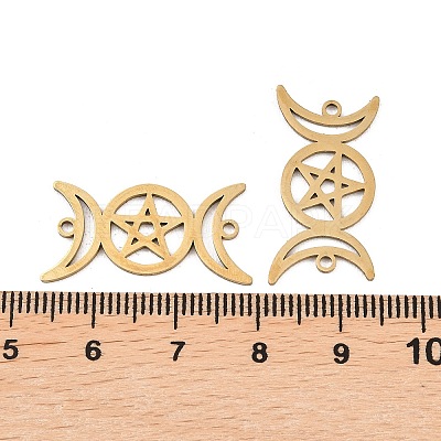 201 Stainless Steel Hollow Triple Moon Links Connector Charms STAS-I364-10G-1