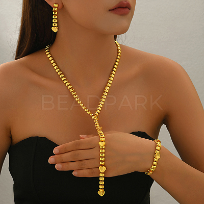 Vintage Iron Heart Necklaces & Bracelets & Earrings Sets for Wedding Party Celebration MC6486-1
