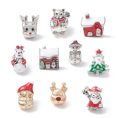 Christmas Theme Alloy Enamel European Beads MPDL-Q213-10AS-1