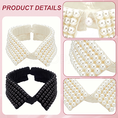2Pcs 2 Colors Detachable Cloth Lady's Collars DIY-AN0001-16-1